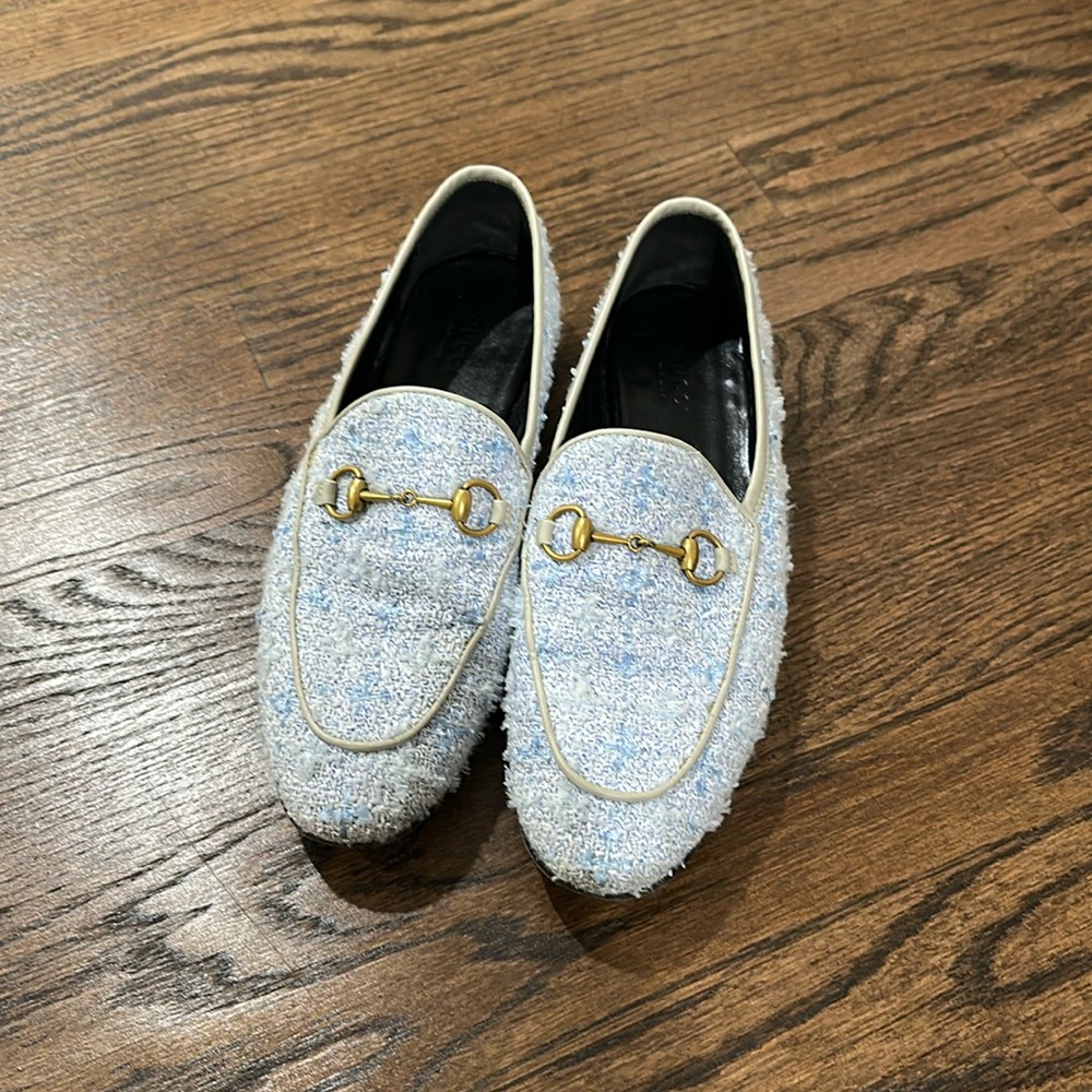 Gucci - Blue Tweed Classic Loafer Size 38.5